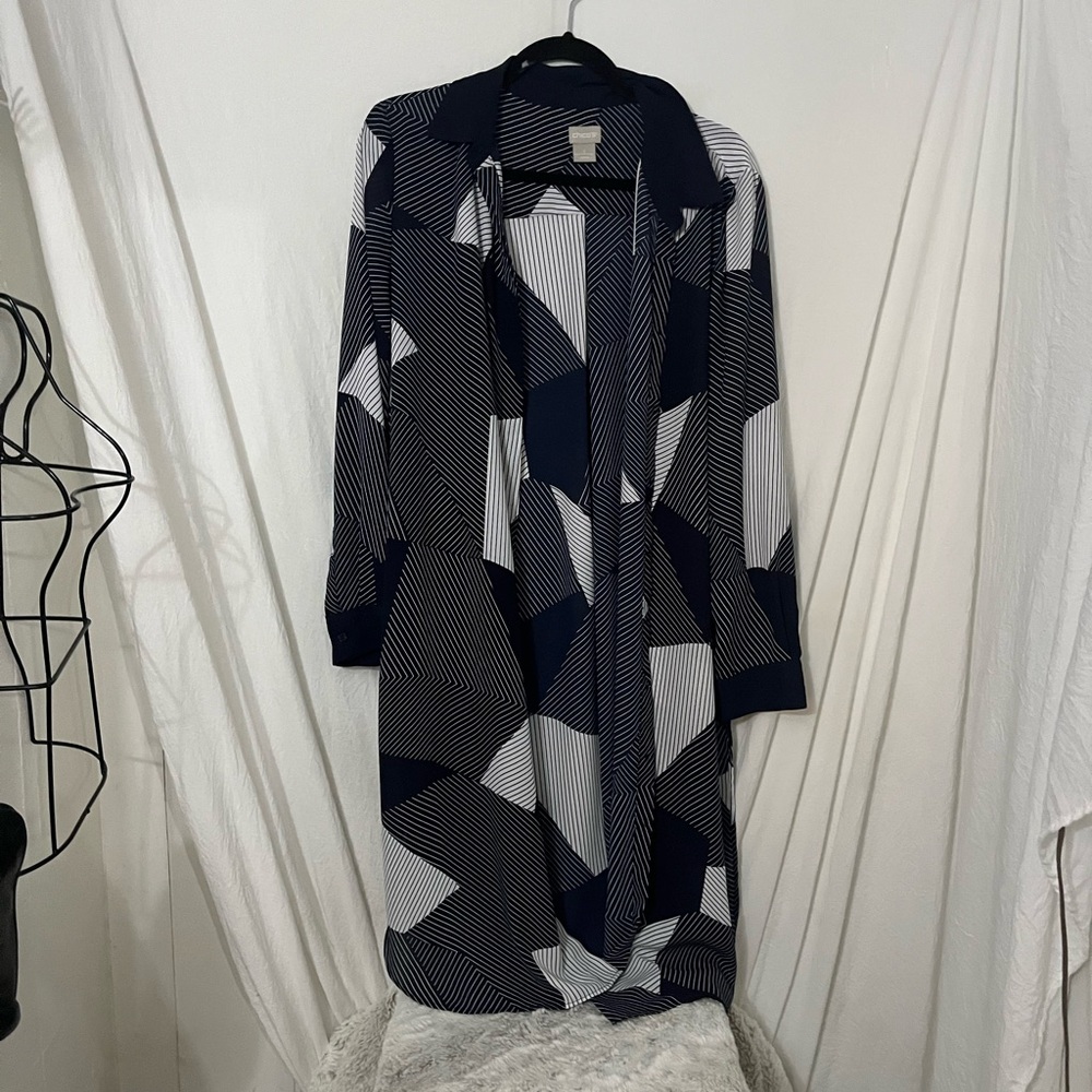 Chico's Navy and White Striped Dress
